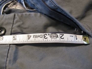 measure the jean zipper, 7123