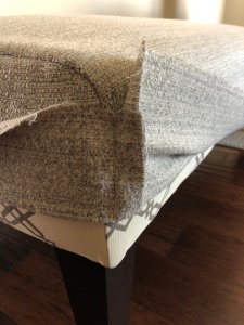 how to reupholster a bench, end of bench seam, 7762