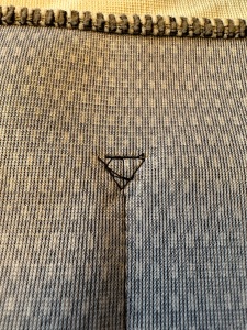 5212, I'm shoeing the back of the fabric so you can see the triangle this makes, armchair caddy