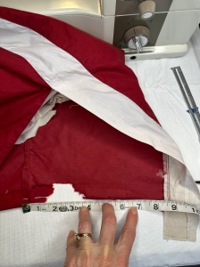 9605, measuring the height of the tear, how to fix a ripped hem